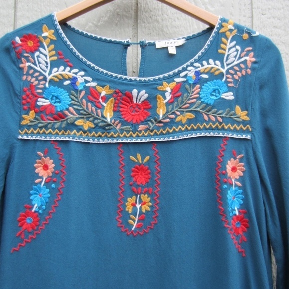 Jodifl Top Womens M Colorful cuff Sleeve Flower Roomy Retro Loose Relax fit - Picture 2 of 14